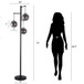 "Globe Cascade" Metal Floor Lamp With Glass Globes - Polished Chrome / Smoked Glass