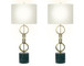"Marble Harmony" Metal Table Lamp On Marble Base (Set of 2) - Green Marble / Matte Golden Bronze