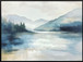 "Misty Lakeview I" Hand-Embellished Canvas In Frame - Blue / Gray
