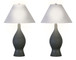 "Cerulean Elegance" Ceramic Table Lamp (Set of 2) - Blue Gray