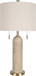 "Travertine Elegance" Travertine Table Lamp (Set of 2) - Travertine / Soft Gold