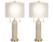 "Travertine Elegance" Travertine Table Lamp (Set of 2) - Travertine / Soft Gold