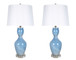 "Azure Elegance" Art Glass Table Lamp (Set of 2) - Blue Art Glass