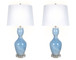 "Azure Elegance" Art Glass Table Lamp (Set of 2) - Blue Art Glass