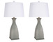 "Sage Elegance" Art Glass Table Lamp (Set of 2) - Frosted Sage Green / Frosted Crystal