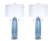 "Azure Display" Art Glass Table Lamp (Set of 2) - Blue Art Glass / Clear Crystal / Soft Gold