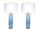 "Azure Display" Art Glass Table Lamp (Set of 2) - Blue Art Glass / Clear Crystal / Soft Gold