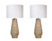 "Celestial Carve" Laser Cut Metal Table Lamp With Night Light (Set of 2) - Distressed White / Distressed Tan