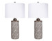"Geometric Harmony" Ceramic Table Lamp (Set of 2) - Brown / White