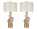 "Sculptural Serenity" Ceramic Table Lamp (Set of 2) - Stone / Soft Gold