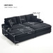 Convertible Sectional Sofa Bed Set With Armrest Storage, Cup Holder, USB - Black