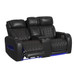 Prime Time - P3 Loveseat With LED, Wireless Charger Pocket, And Console - Jett Black With Red Stitching