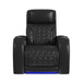 Prime Time - P3 Recliner With LED And Wireless Charger Pocket - Jett Black With Red Stitching