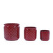 3 Pieces Ceramic Flowerpot, Planter For Patio & Garden Or Windowsills - Bean Paste Red