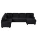 Upholstered U-Shaped Sectional Sofa With Movable Ottoman And Side Storage Pockets