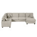 Upholstered U-Shaped Sectional Sofa With Movable Ottoman And Side Storage Pockets
