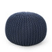 Bordeaux - Knitted Cotton Round Pouf Ottoman, Floor Cushion