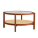 Modern Style Circular Double Layer Tea Table With Rattan Weave