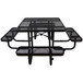 Square Outdoor Steel Picnic Table, With Umbrella Pole