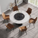 Modern Artificial Stone Round Carbon Steel Base Dining Table, Can Accommodate 6 People, Artificial Stone Turntable