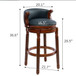 29.5'' Cow Top Leather Wooden Bar Stool, 360 Degree Swivel Bar Height Chair With Backs For Home Kitchen Counter