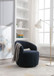 Teddy Fabric Swivel Accent Armchair Barrel Chair With Powder Coating Metal Ring