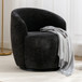 Fabric Swivel Accent Armchair Barrel Chair With Powder Coating Metal Ring