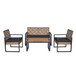 4 Piece Patio Furniture Set With Acacia Wood Table Top And Cushions