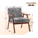 Mid Century Modern Accent Chair With Solid Wood Frame And Extra Thick Backrest