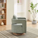 Swivel Accent Open Back Barrel Chair With Weathered Base