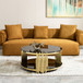 Elegant Round Table With Double Layer Tempered Glass Top And Stainless Steel Frame For Living Room