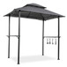 Outdoor Grill Gazebo With Double Tier Soft Top Canopy, Steel Frame, Bar Counters & Hook