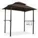 Outdoor Grill Gazebo With Double Tier Soft Top Canopy, Steel Frame, Bar Counters & Hook