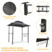 Outdoor Grill Gazebo With Double Tier Soft Top Canopy, Steel Frame, Bar Counters & Hook