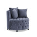 Modern Upholstered Swivel Chair With Button Tufted Design And Movable Wheels