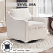 Linen Fabric 360° Swivel Accent Chair With Upholstered Back Pillow And Rivet Armrest