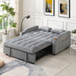 Modern Velvet Loveseat Futon Sofa With Pullout Bed, Adjustable Reclining Backrest, Toss Pillows