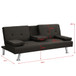 Modern Sofa Bed With Armrest 2 Holders, Wood Frame & Stainless Leg