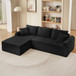 Modular Corduroy Sectional With Arched Armrests, Includes 3 Back Cushions & 2 Throw Pillows