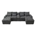 U Shaped Sofa With Console And Cupholders, 6 Seat