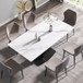 Modern Artificial Stone Straight Edge Metal X Leg Dining Table, 6 People