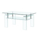 Modern Tempered Glass Coffee Table With 2 Tier Storage For Living Room