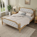 Traditional Style Solid Bed Frame With Upholstered Tufted Headboard, No Box Spring Needed