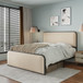 Modern Bed With Curved Upholstered Headboard And Footboard, Heavy Duty Metal Slats