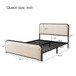 Modern Bed With Curved Upholstered Headboard And Footboard, Heavy Duty Metal Slats