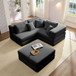 Modular L Shaped Floor Living Room Sofa Set With 6 Pillows