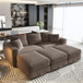 Deep Seat Convertible Sofa With Soft Pillows And Ottomans