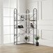 Industrial Style Corner Bookshelf With Thickened Iron Frame