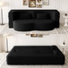 Modern Floor Sofa, With 2 Pillows, Convertible Teddy Fabric Foam Filled Bed