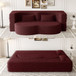 Modern Floor Sofa, With 2 Pillows, Convertible Teddy Fabric Foam Filled Bed
